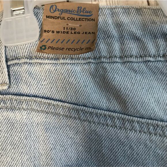 NEW Organic Blue Womens Jeans Size 11/30 90s Wide Leg Jean Mindful Collection - Picture 7 of 8